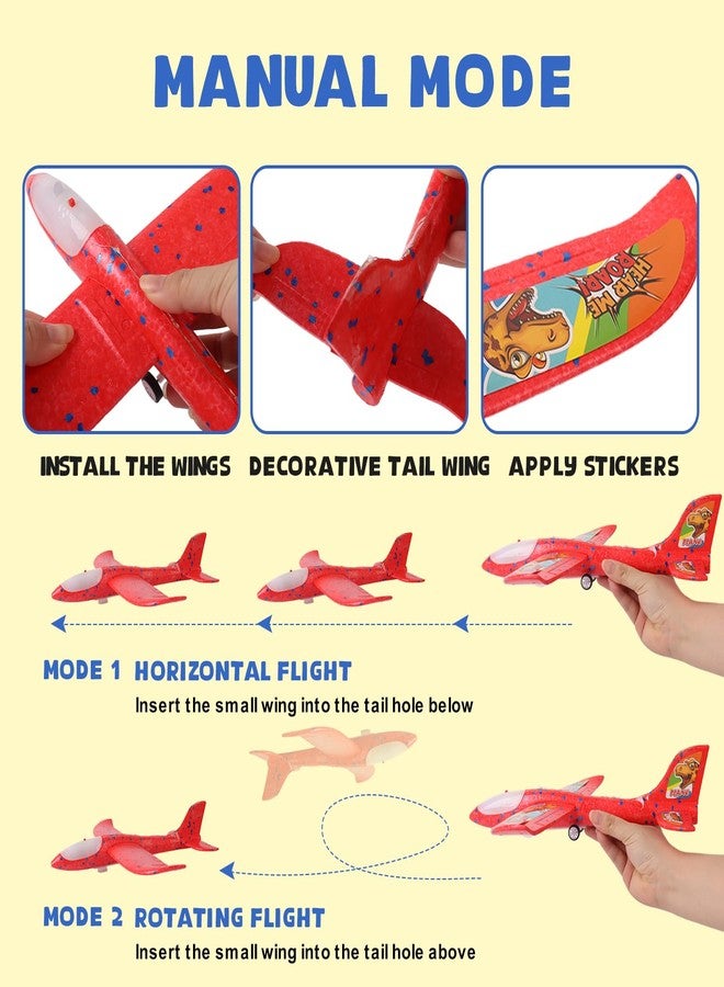 Toyfinity Foam Airplane Launcher Toy | 2-Count Foam Glider Planes for Kids | Kids Airplane Toy with LED Lights | Two Flying Modes - Horizontal & Rotating | Outdoor Toys for Boys & Girls Gift Ages 2+ Years Old - Image 3